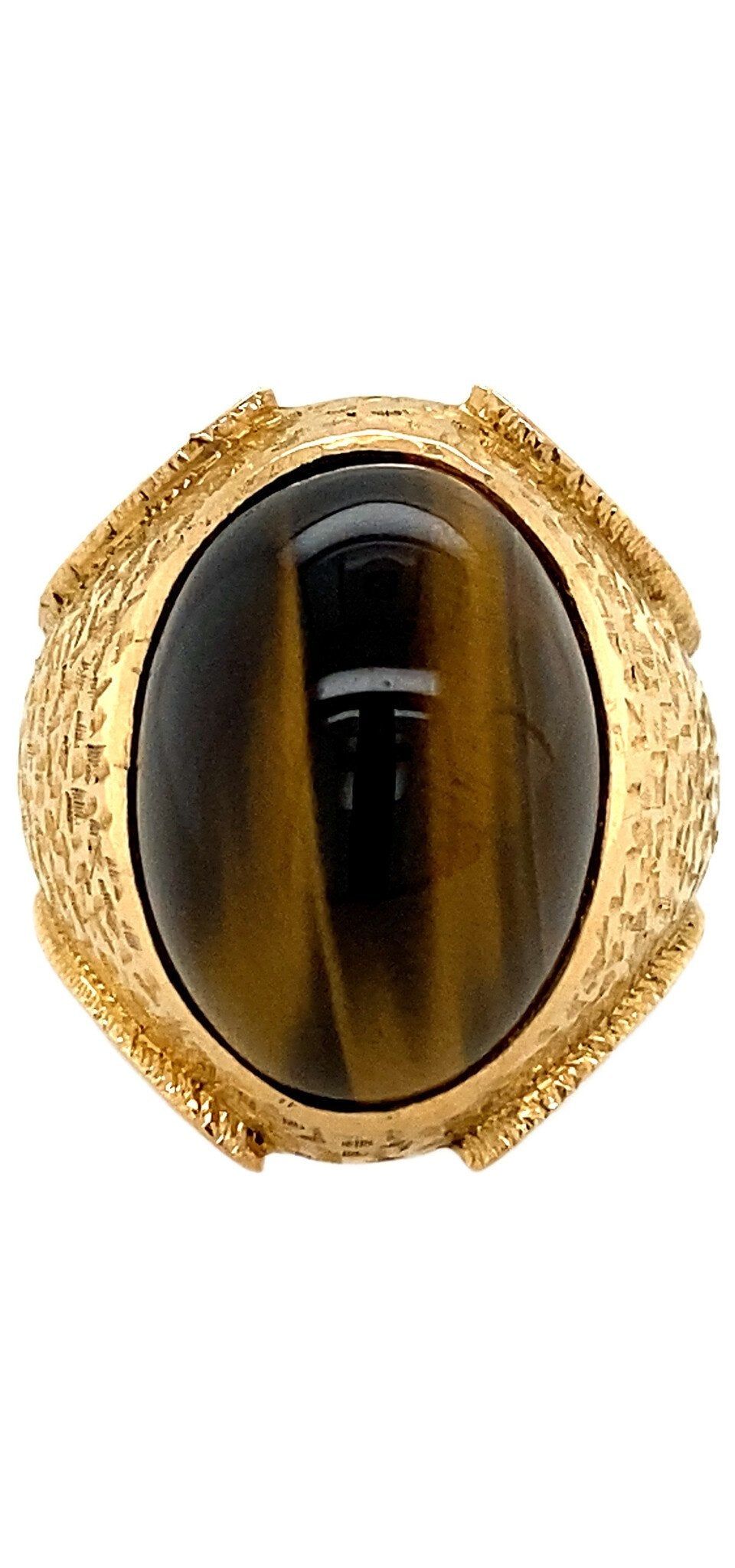 Vintage 20K Gold Ring with Tiger's Eye